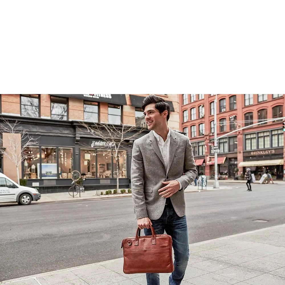 ONA The Leather Kingston Laptop Briefcase - Walnut (ONA040LTC)