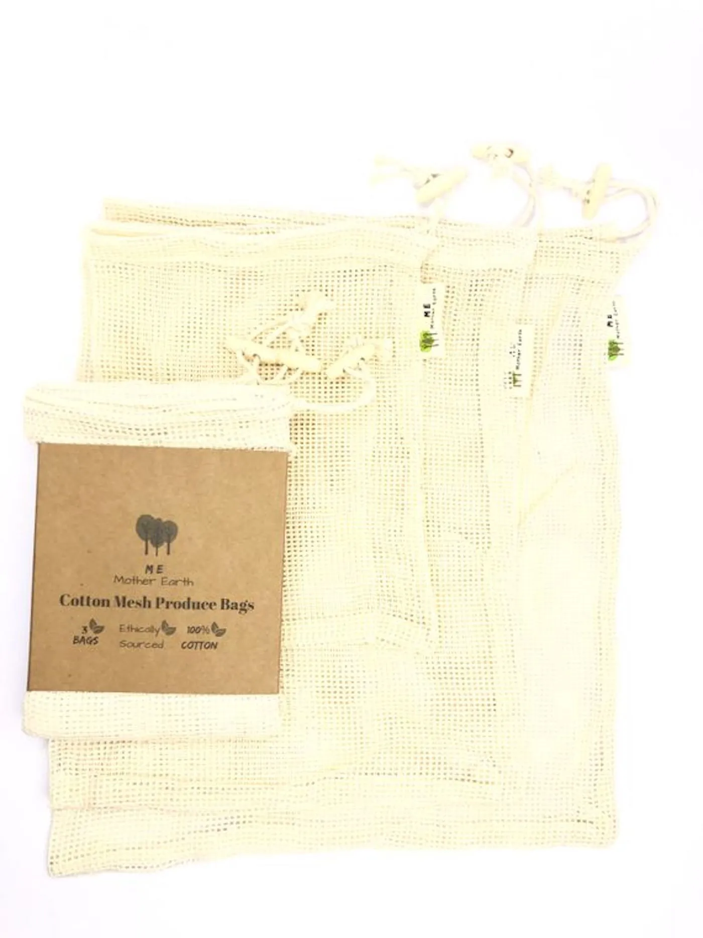 Organic Cotton Mesh Produce Bags- 3 Pack