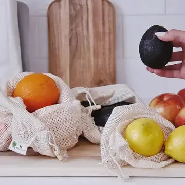 Organic Cotton Mesh Produce Bags- 3 Pack