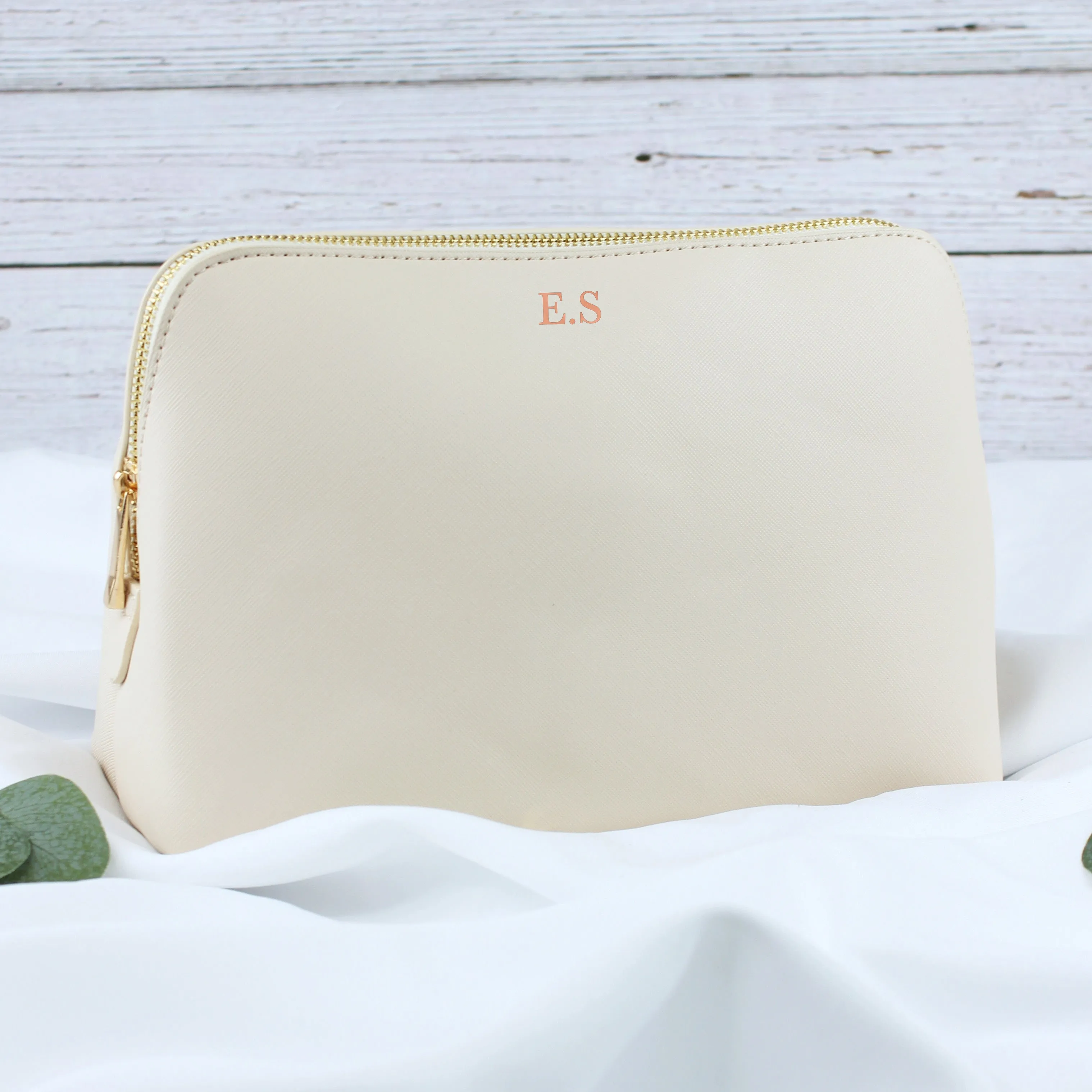 Personalised Large PU Leather Make Up Bag with Initials