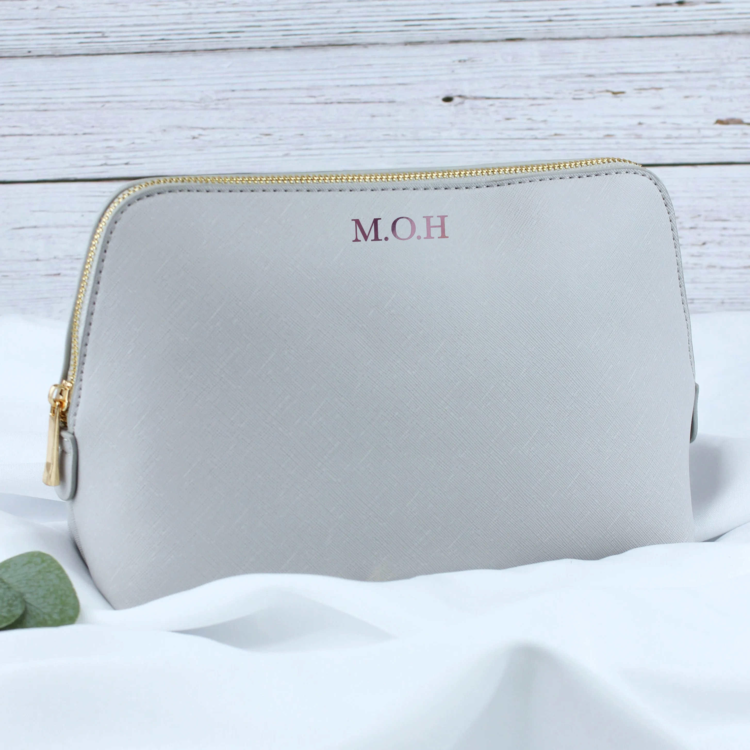 Personalised Large PU Leather Make Up Bag with Initials