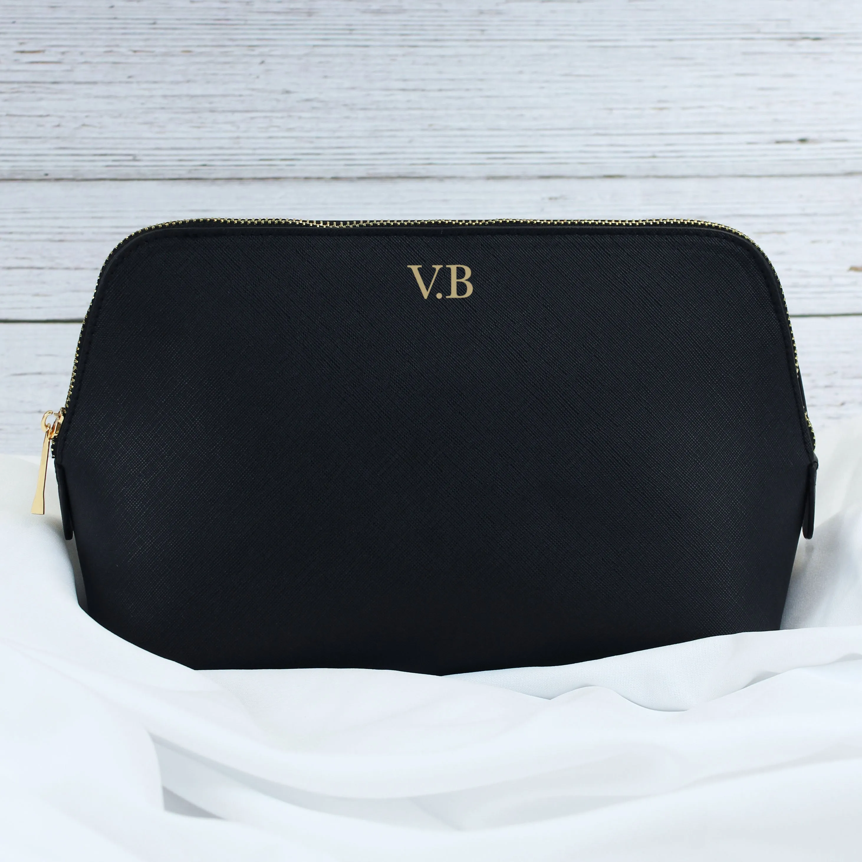 Personalised Large PU Leather Make Up Bag with Initials