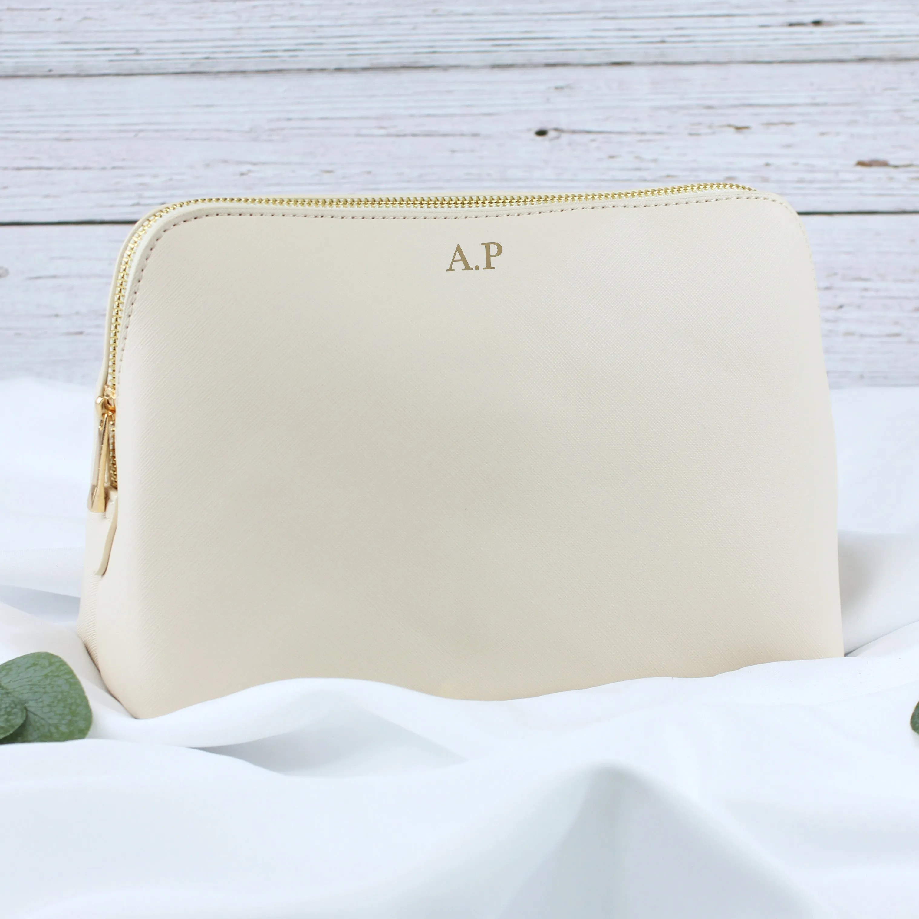 Personalised Large PU Leather Make Up Bag with Initials