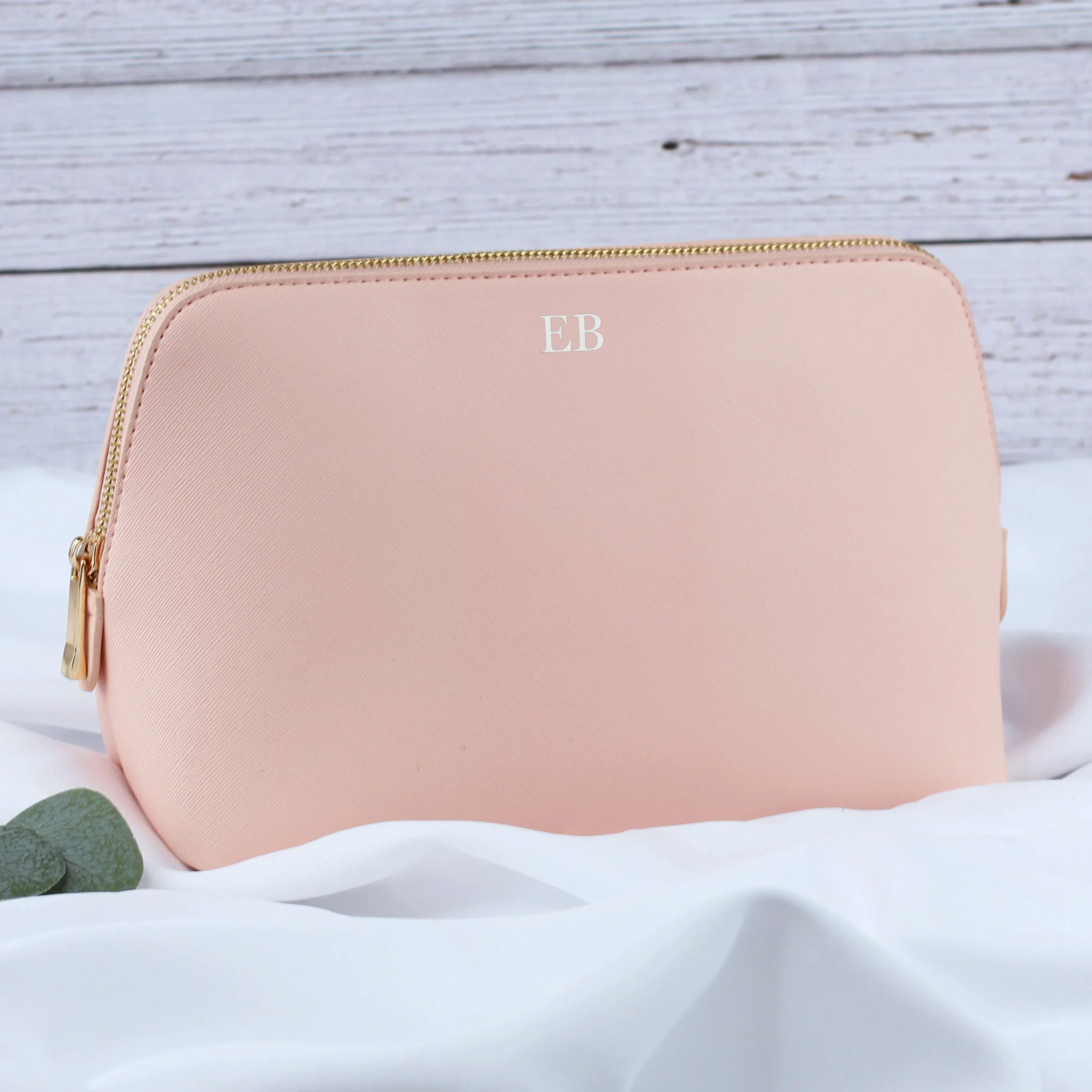 Personalised Large PU Leather Make Up Bag with Initials