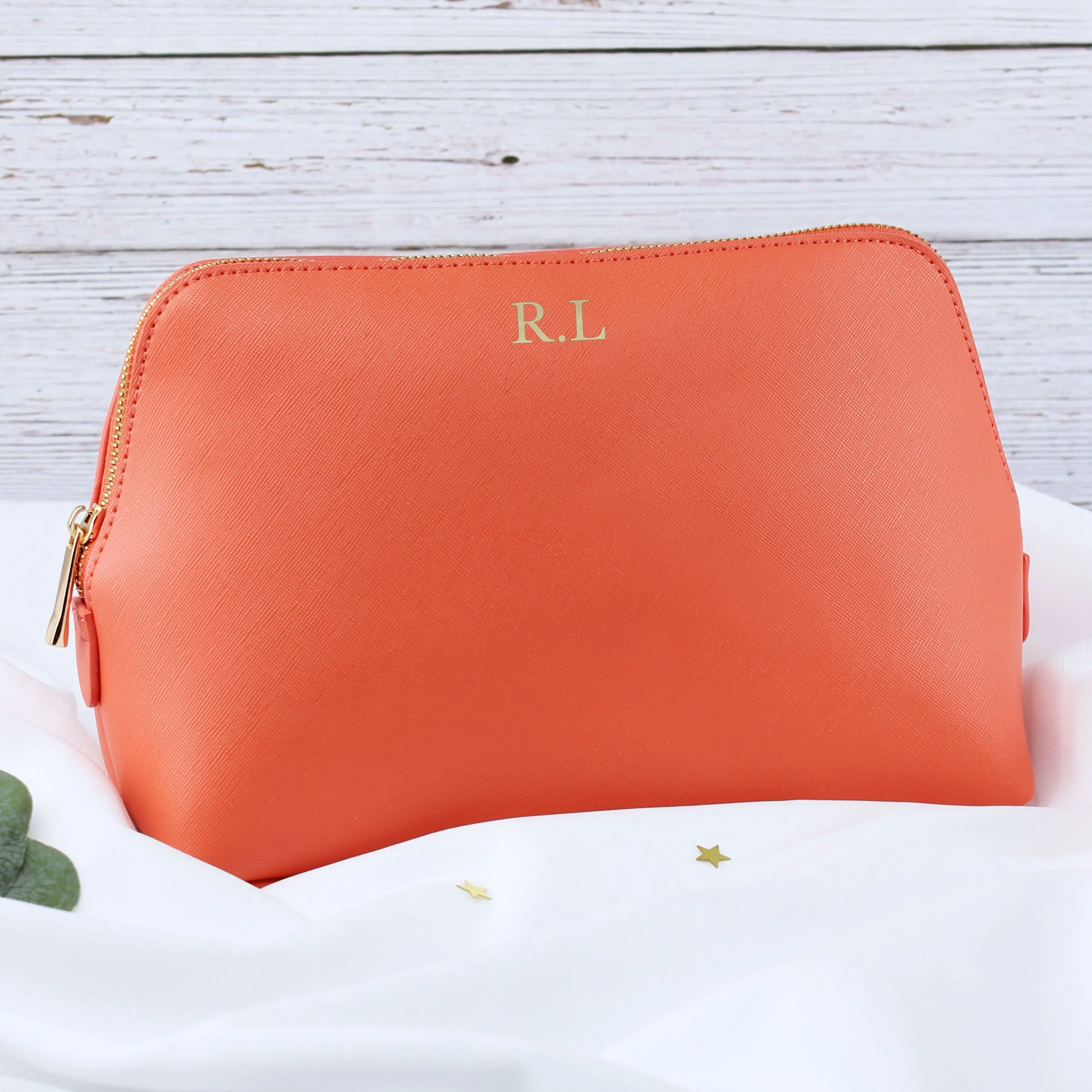Personalised Large PU Leather Make Up Bag with Initials