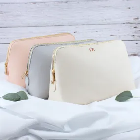 Personalised Large PU Leather Make Up Bag with Initials