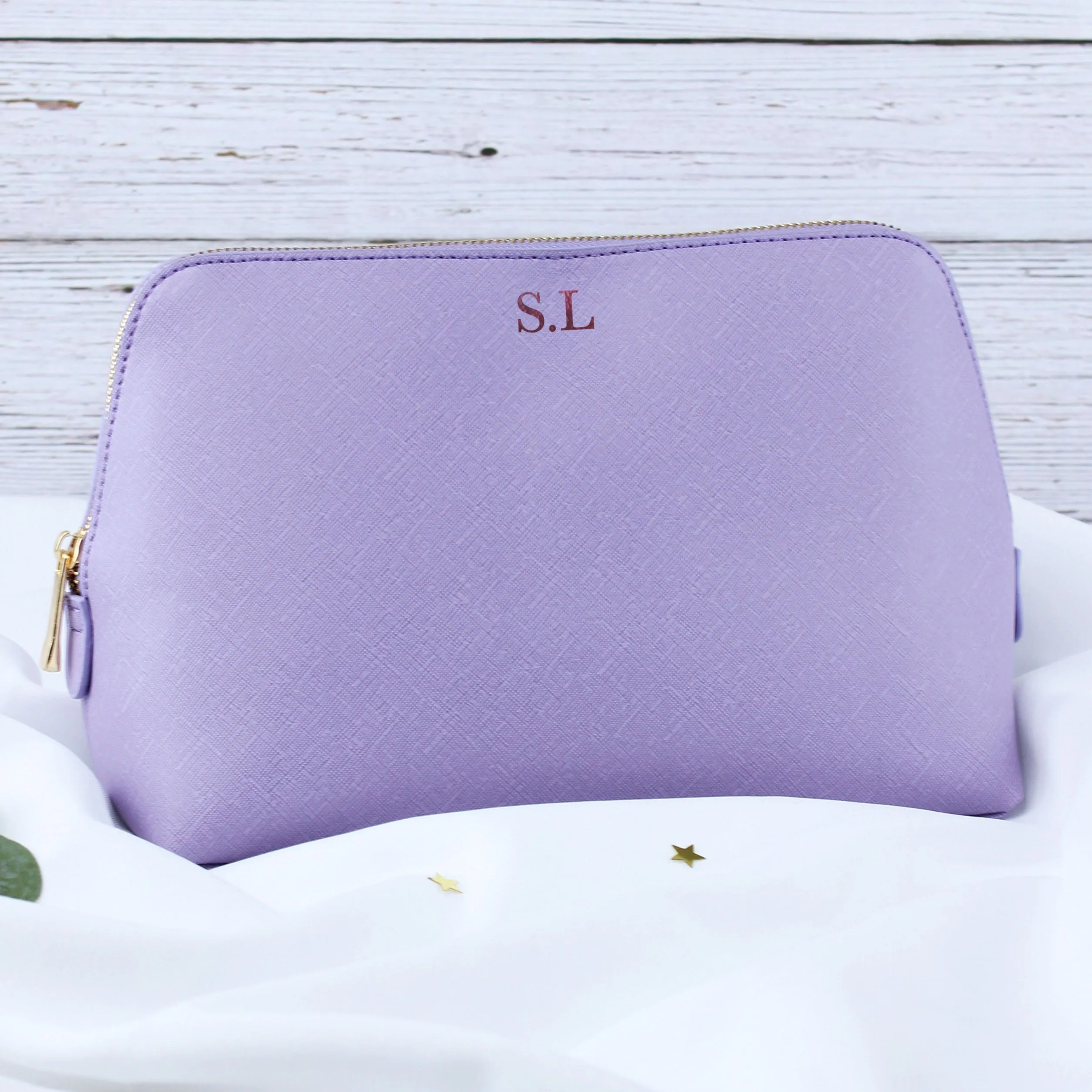 Personalised Large PU Leather Make Up Bag with Initials