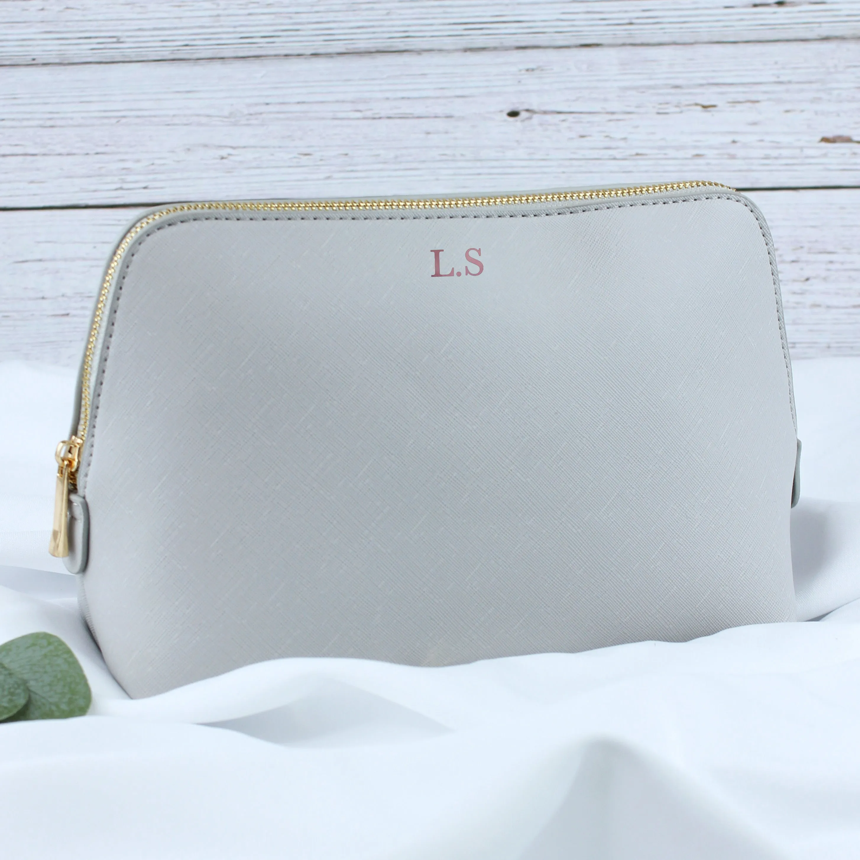 Personalised Large PU Leather Make Up Bag with Initials