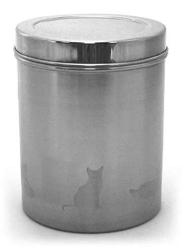 Pet Project Silver Stainless Steel Cat Food Canister - 7.5"