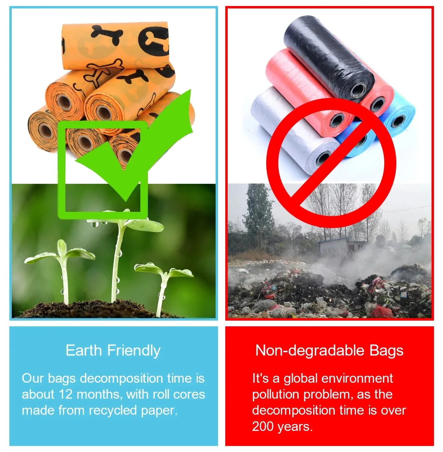 Pet Supplies Dog Poop Bags for Waste Refuse Cleanup, Doggy Roll Replacements for Outdoor Puppy Walking and Travel