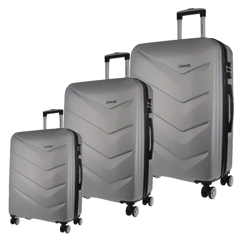 Pierre Cardin Hard Suitcase 3-Piece Luggage Set - Silver