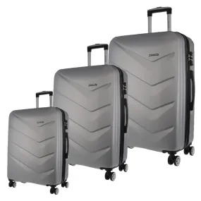 Pierre Cardin Hard Suitcase 3-Piece Luggage Set - Silver