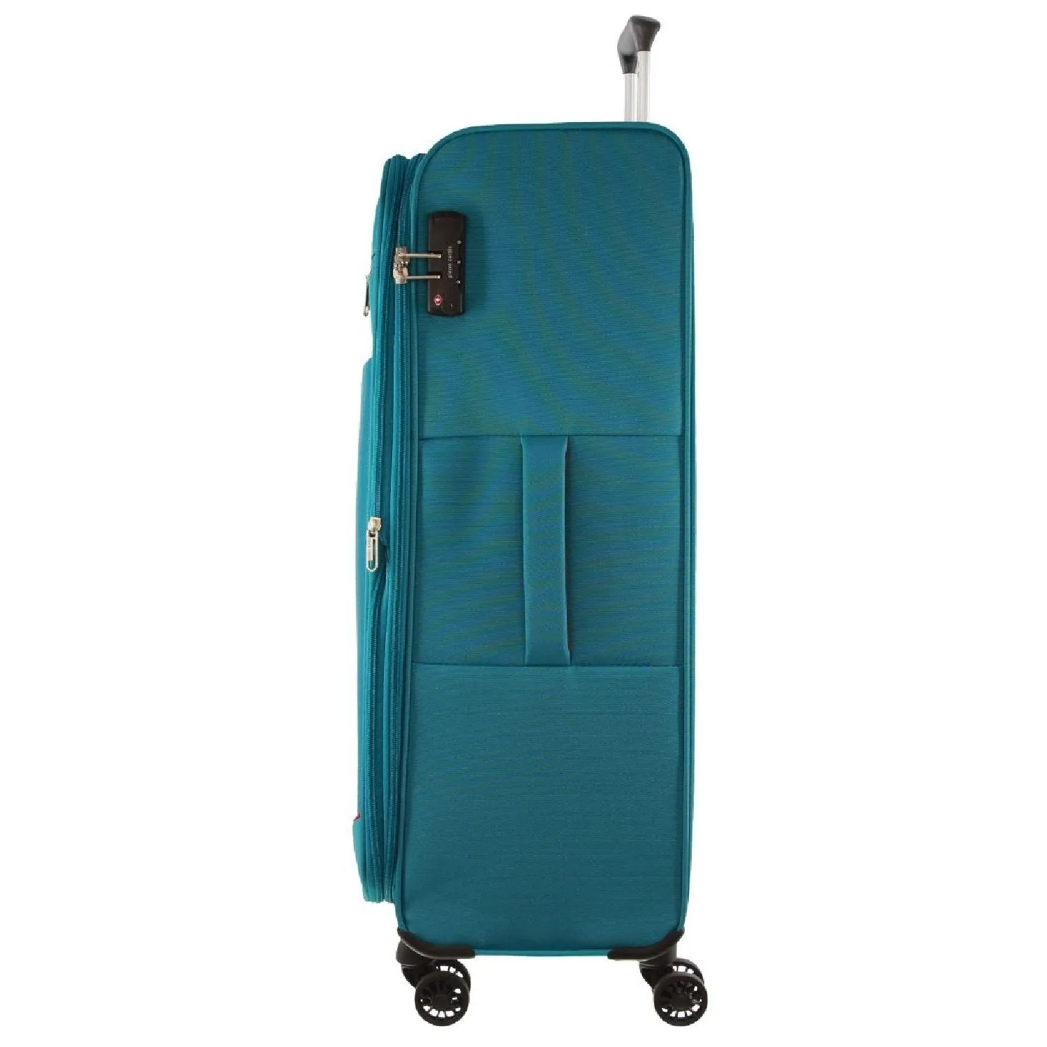 Pierre Cardin Soft Shell 4 Wheel Suitcase - Large - Turquoise/Red - Expandable
