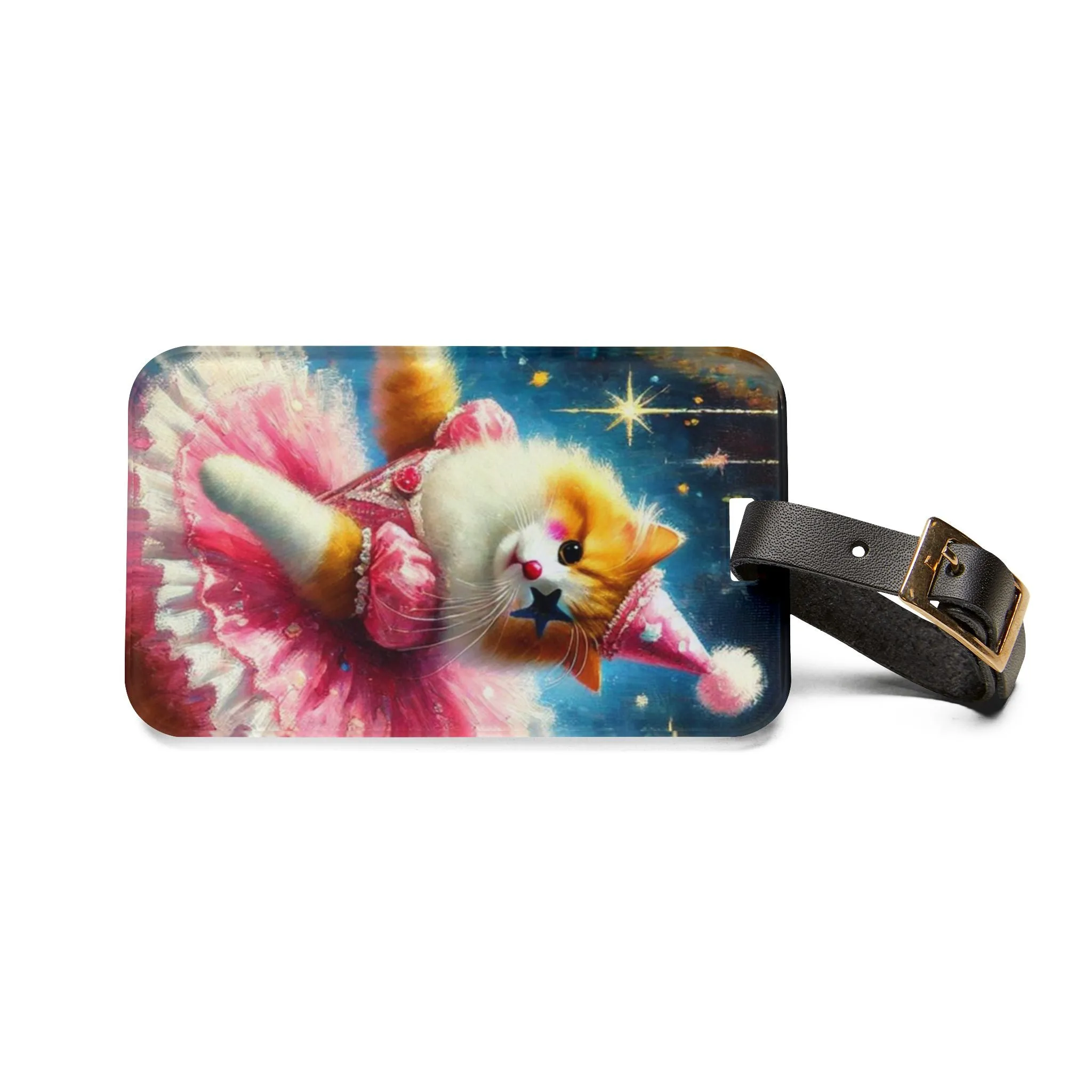 Pink Cat Clown - Circus - Luggage Tag - Travel Gift