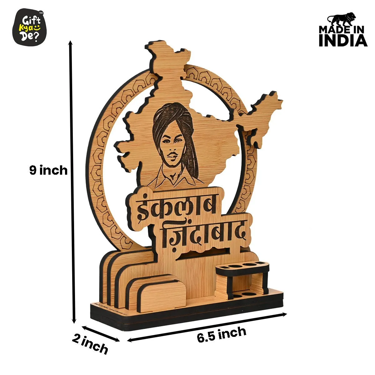 Political Pen Stand and Card Holder | Gandhi Ji, Ambedkar Ji & Bhagat Singh Ji  | Wise Quotes | Mementos