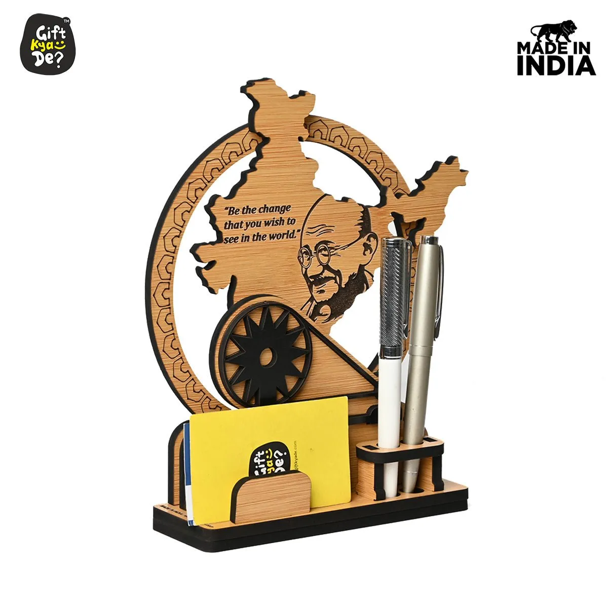 Political Pen Stand and Card Holder | Gandhi Ji, Ambedkar Ji & Bhagat Singh Ji  | Wise Quotes | Mementos