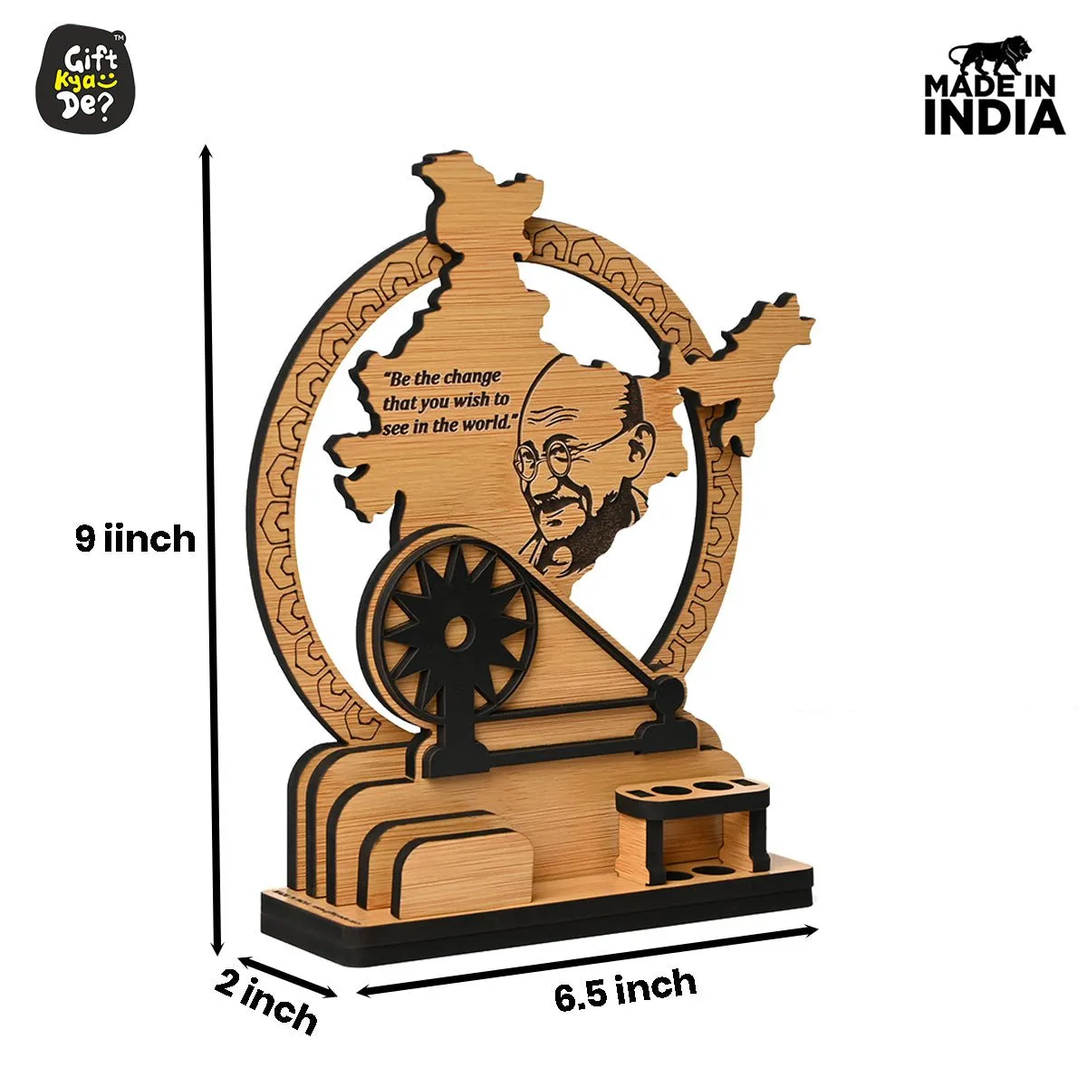 Political Pen Stand and Card Holder | Gandhi Ji, Ambedkar Ji & Bhagat Singh Ji  | Wise Quotes | Mementos