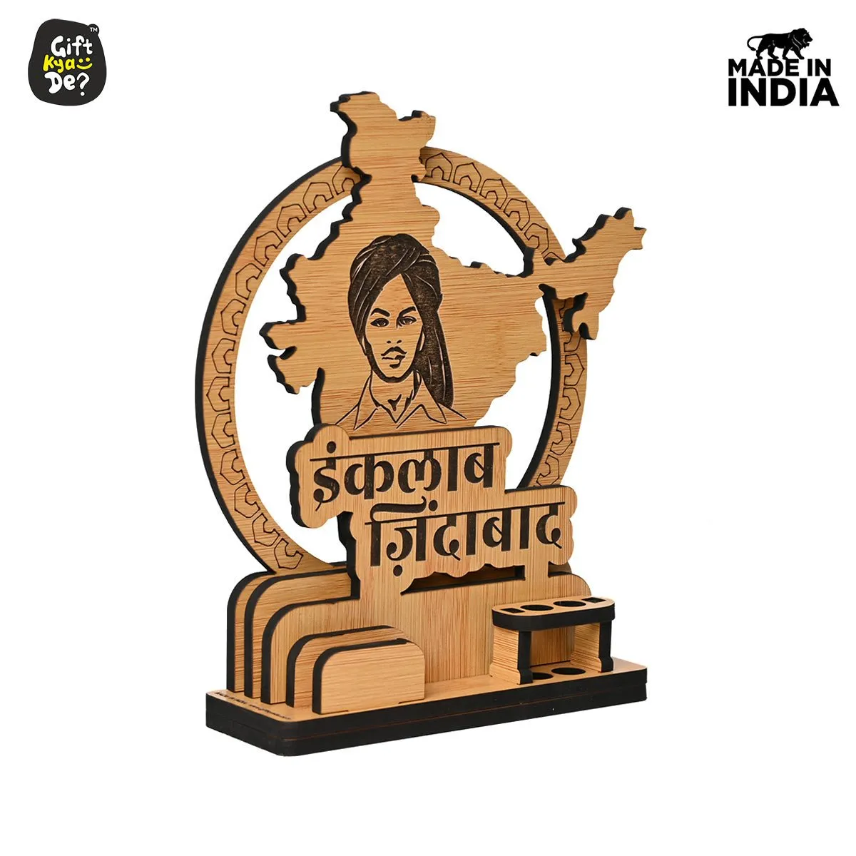 Political Pen Stand and Card Holder | Gandhi Ji, Ambedkar Ji & Bhagat Singh Ji  | Wise Quotes | Mementos