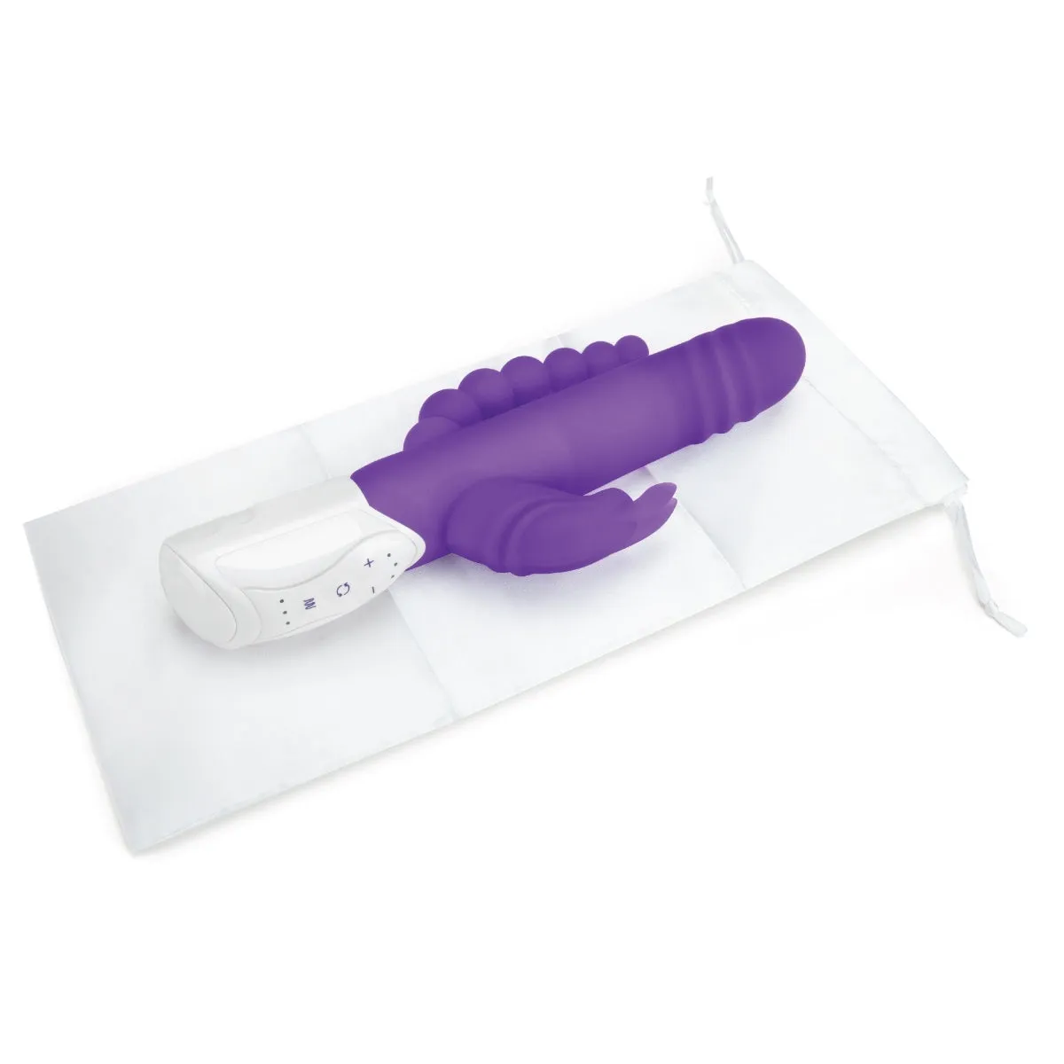 Rabbit Essentials Double Penetration Rabbit Vibrator With Rotating Shaft Purple