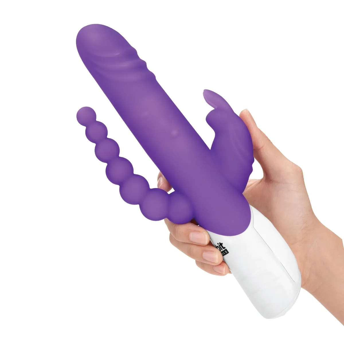 Rabbit Essentials Double Penetration Rabbit Vibrator With Rotating Shaft Purple