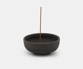 Raw Black Stoneware Incense Bowl with Gold Dome