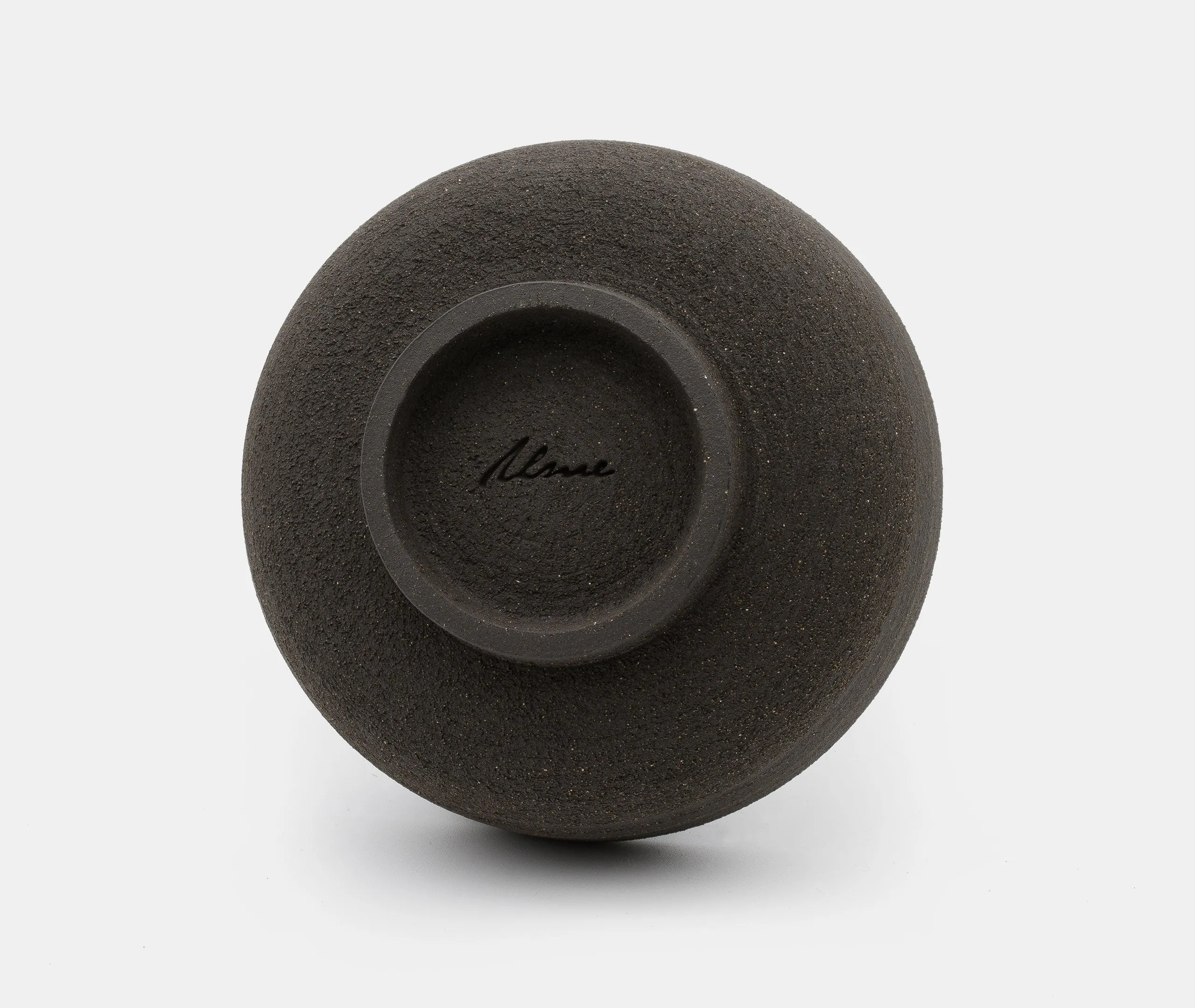 Raw Black Stoneware Incense Bowl with Gold Dome