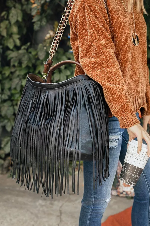 Ready To Rock Fringe Tote In Black