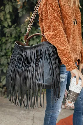 Ready To Rock Fringe Tote In Black