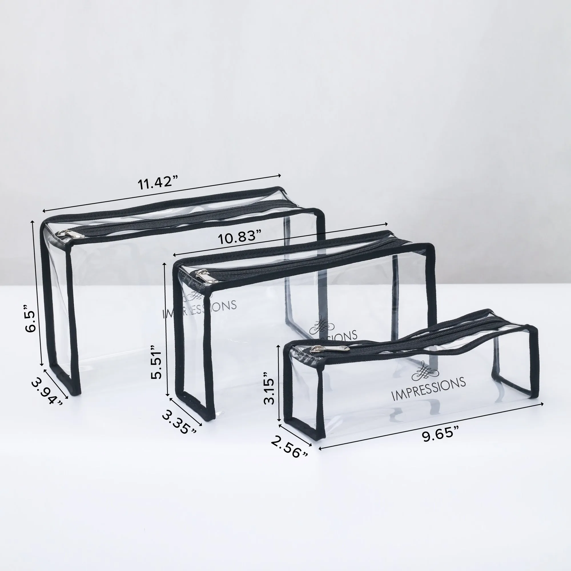Roma 3-in-1 Transparent Cosmetic Bag Set