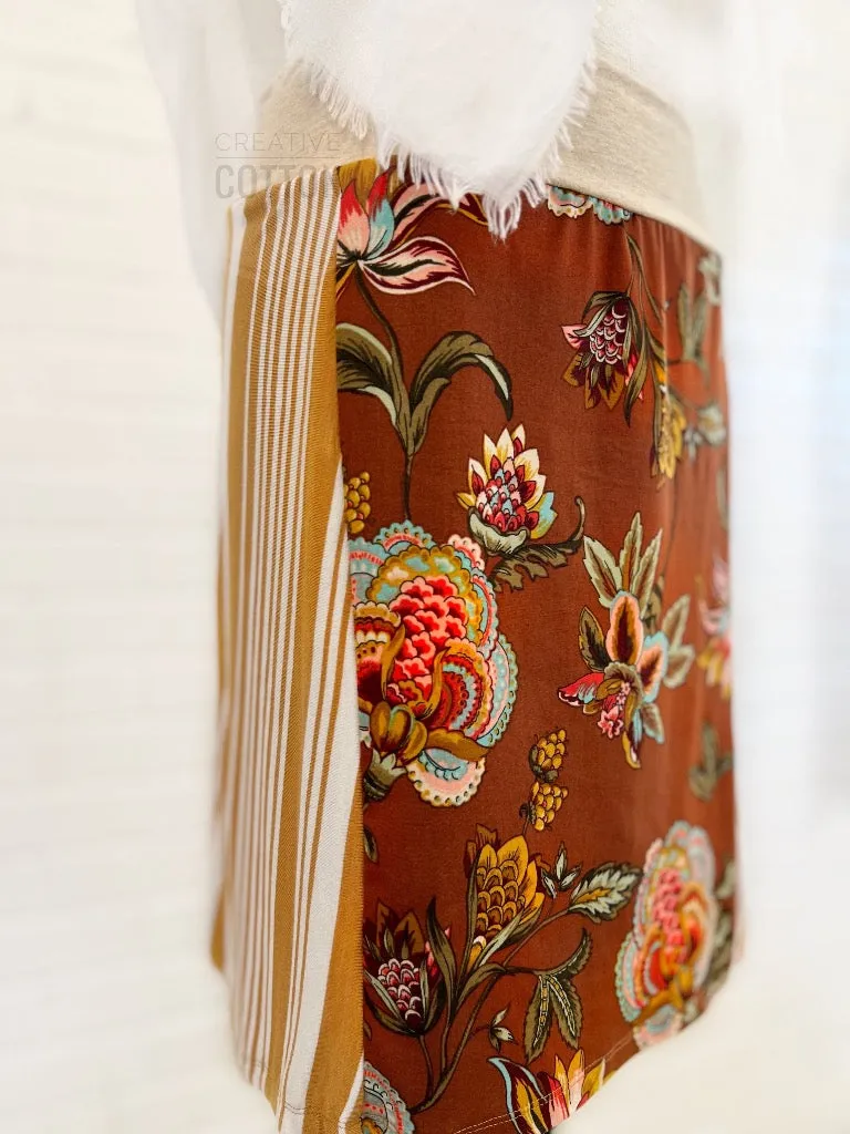 Rust Camel Paisley Funky Knit Skirt