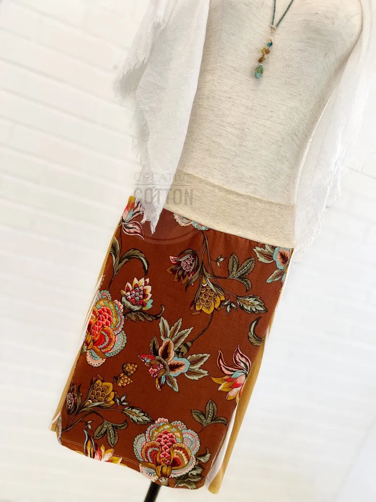 Rust Camel Paisley Funky Knit Skirt