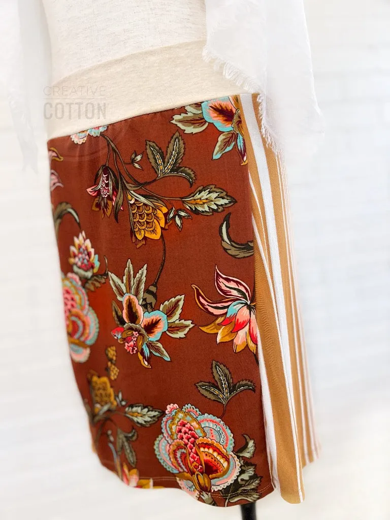 Rust Camel Paisley Funky Knit Skirt