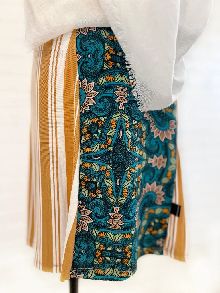 Rust Camel Paisley Funky Knit Skirt