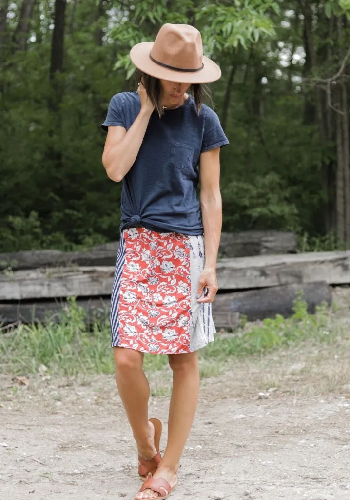 Rust Camel Paisley Funky Knit Skirt