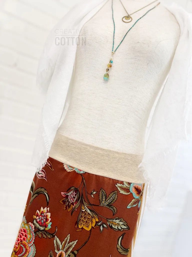 Rust Camel Paisley Funky Knit Skirt