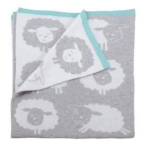 Silver Cloud Counting Sheep Pram Moses Blanket Knitted