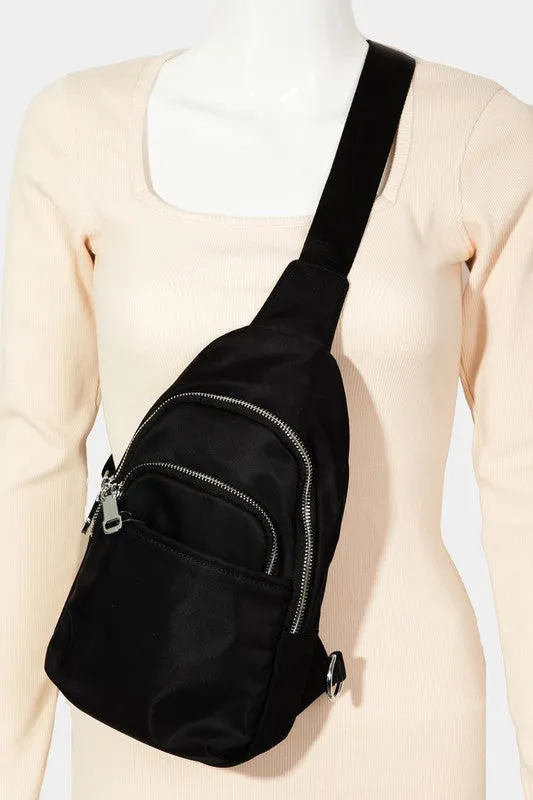 Solid Color Nylon Sling Bag
