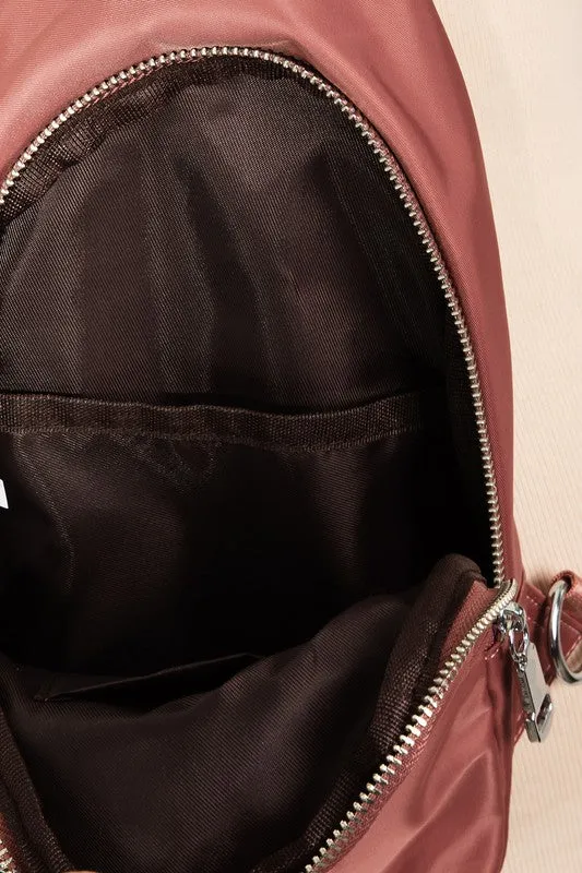 Solid Color Nylon Sling Bag