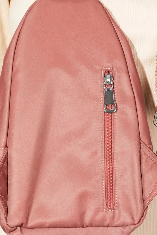 Solid Color Nylon Sling Bag