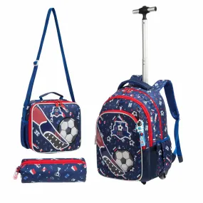 SPACE TRAVEL -  Football Print Rolling School Backpack
