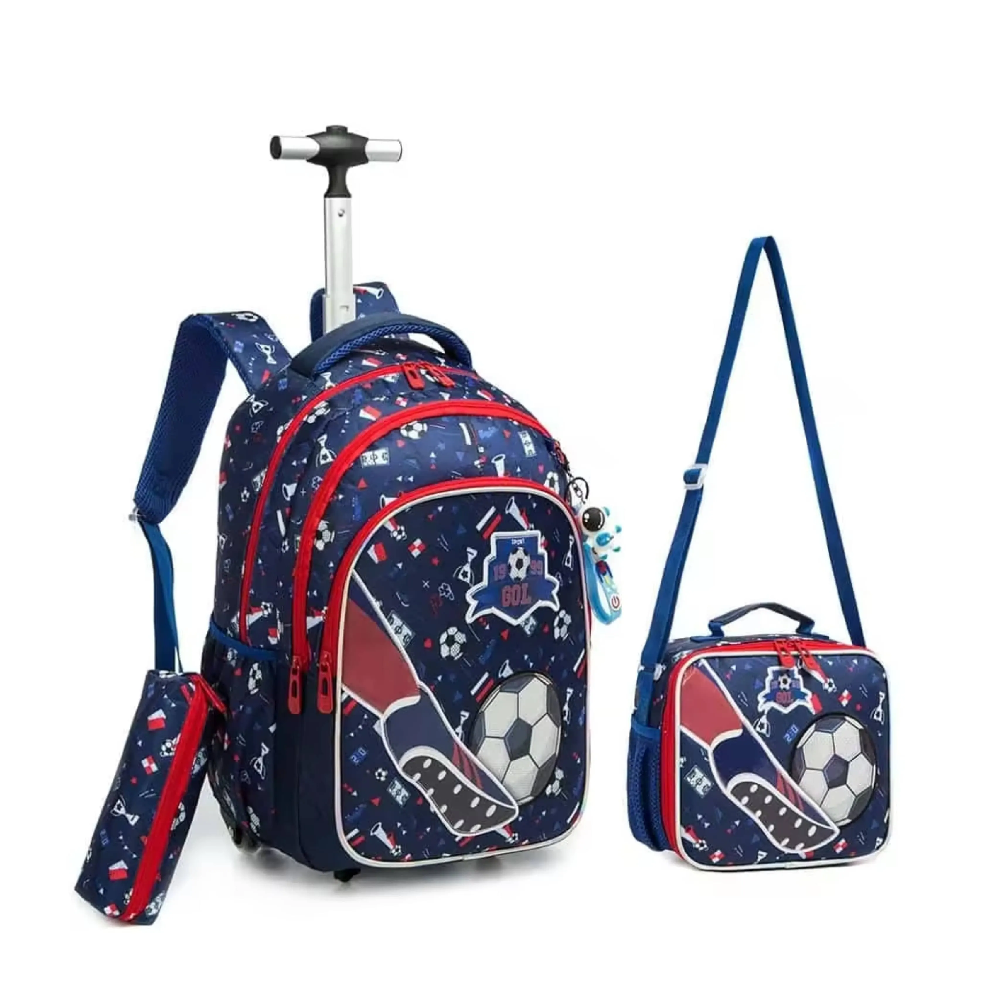 SPACE TRAVEL -  Football Print Rolling School Backpack
