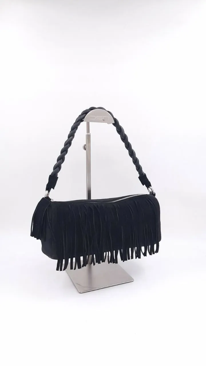 Spirulina Fringe Cylinder Hand Bag