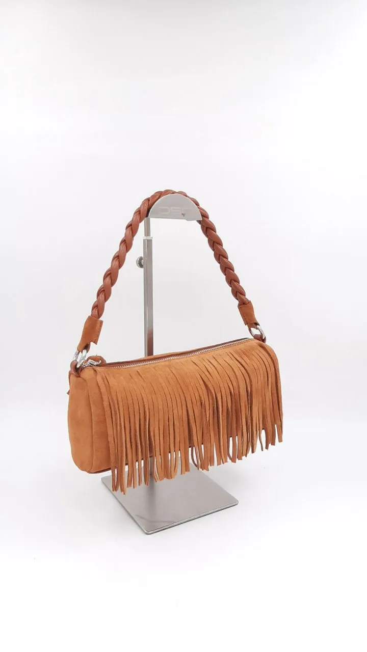 Spirulina Fringe Cylinder Hand Bag