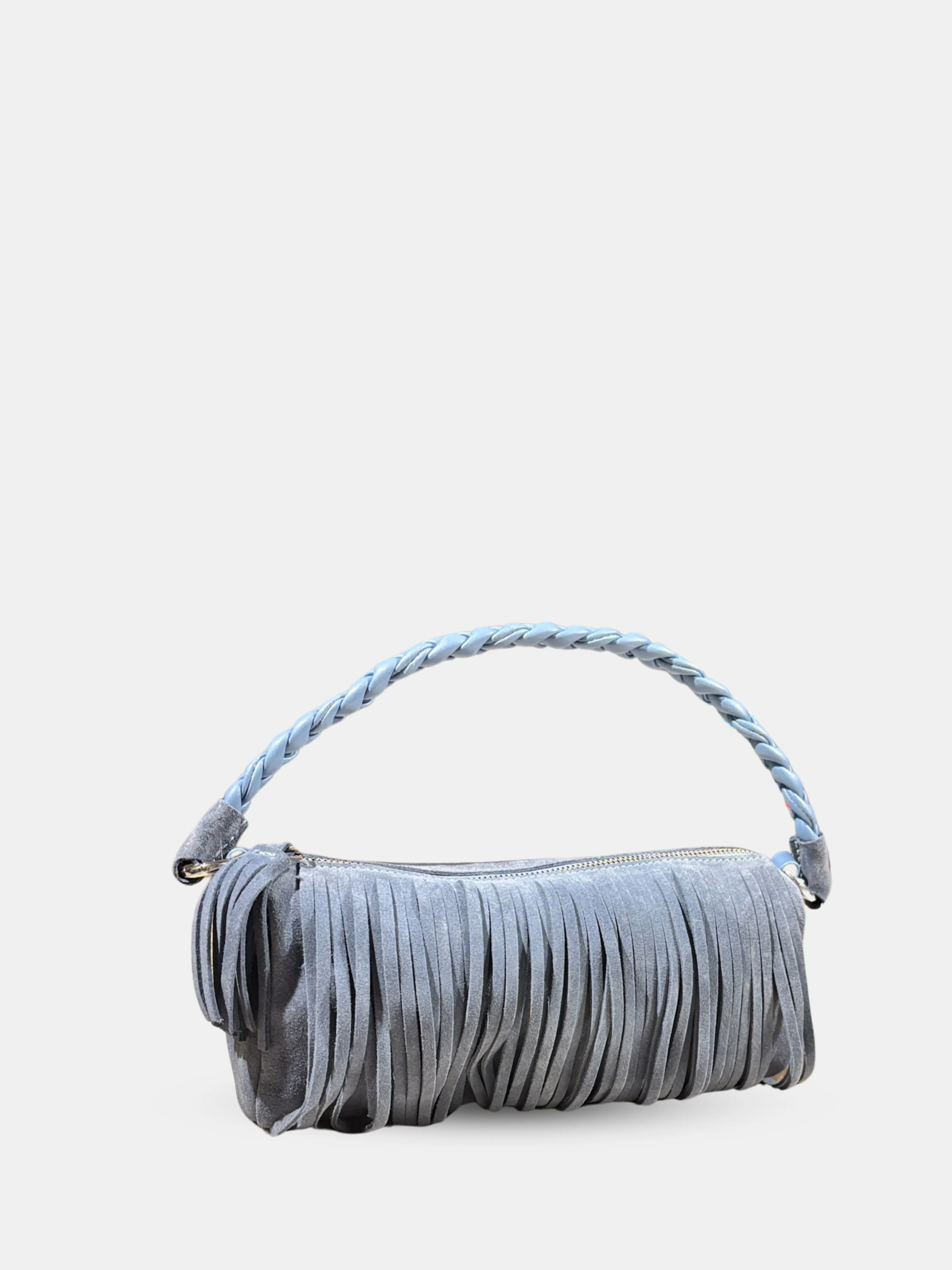 Spirulina Fringe Cylinder Hand Bag