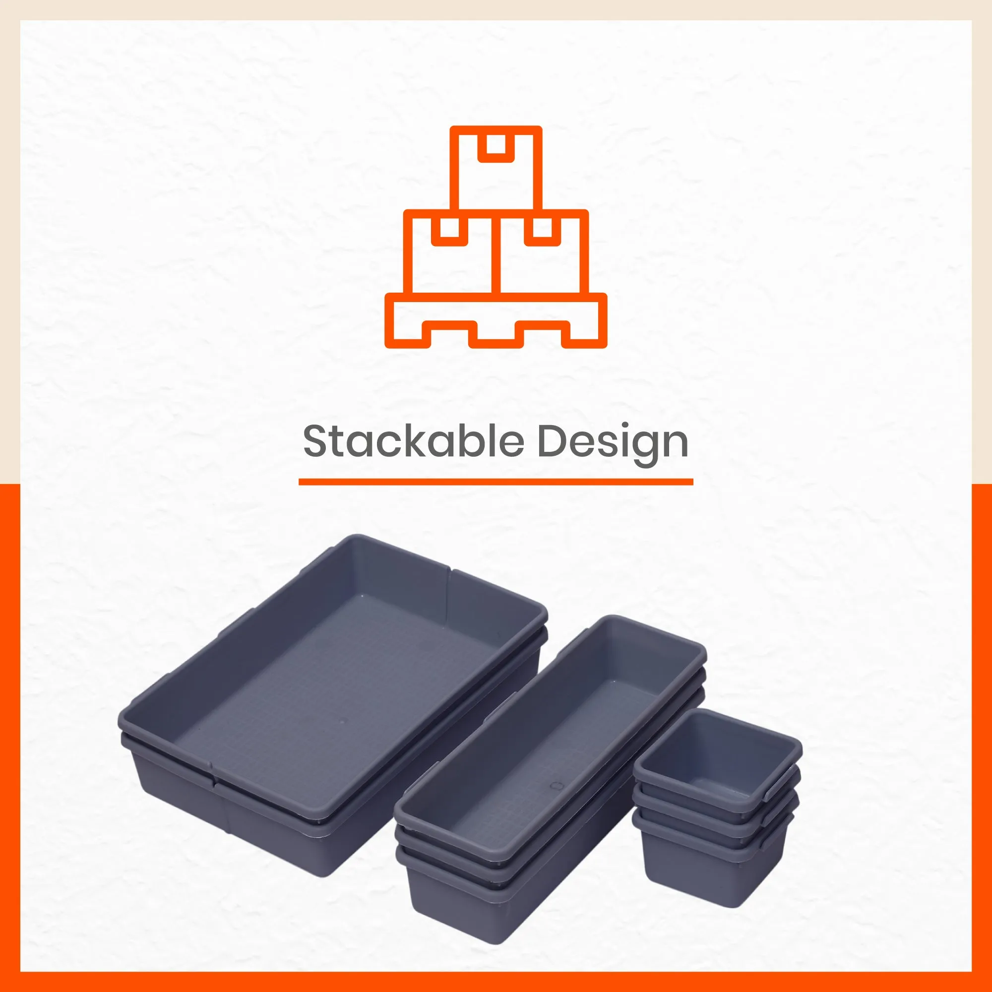 Stomo Vero Multipurpose Drawer Organizer for Home | Smoke