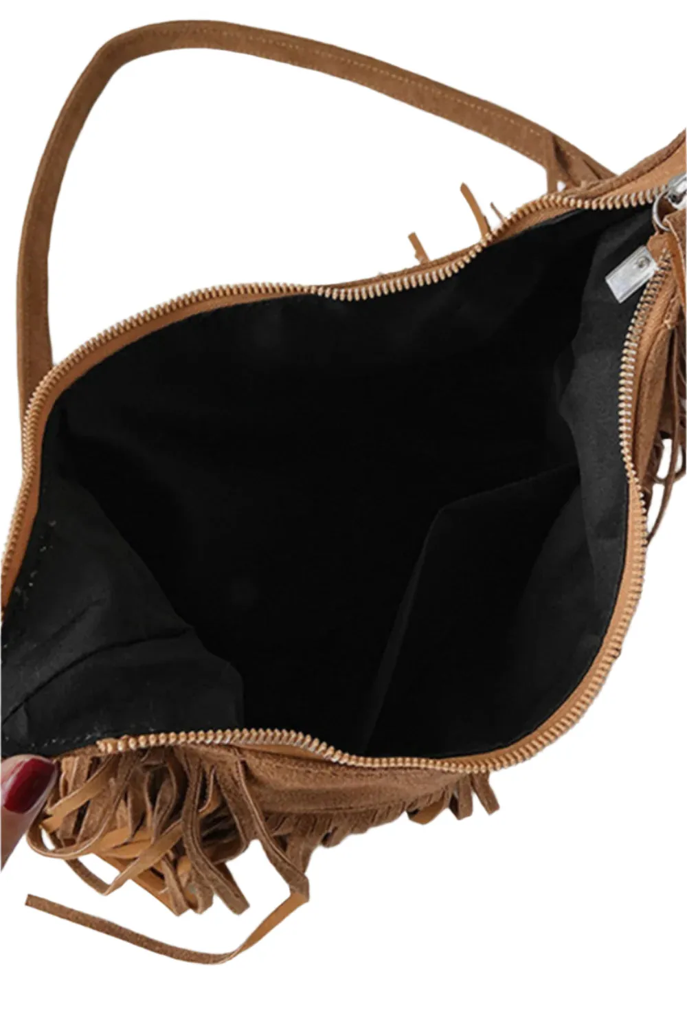 Suede Fringe Adjustable Strap Shoulder Bag