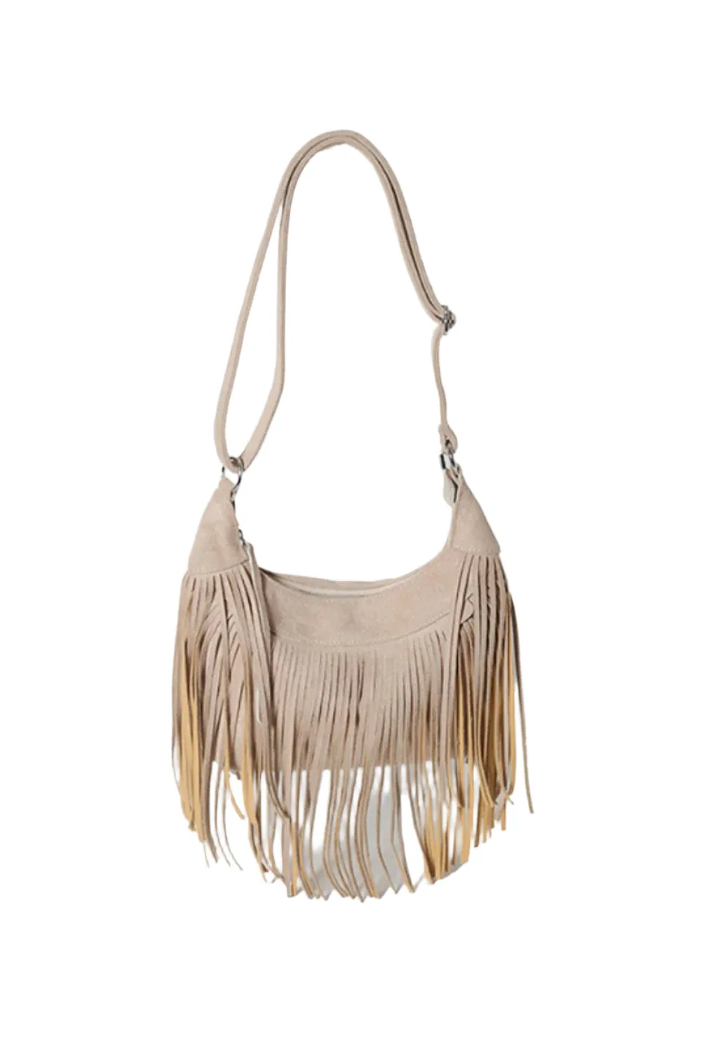 Suede Fringe Adjustable Strap Shoulder Bag