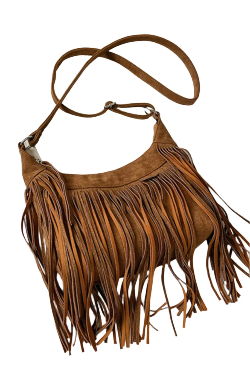 Suede Fringe Adjustable Strap Shoulder Bag