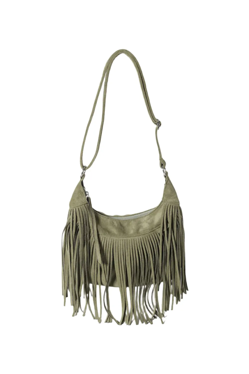 Suede Fringe Adjustable Strap Shoulder Bag