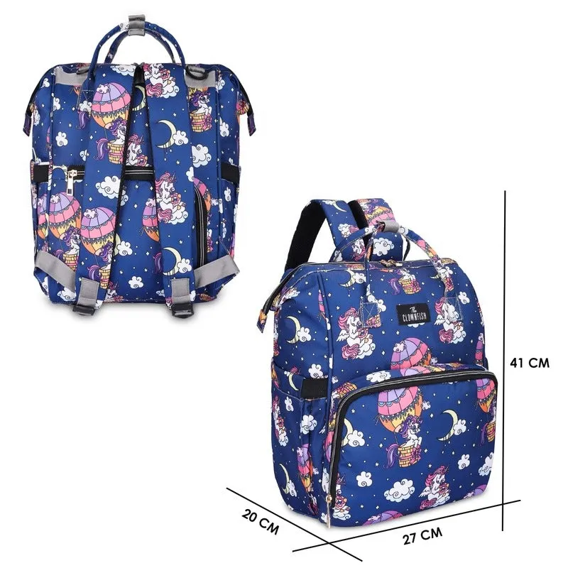 THE CLOWNFISH Baby On Board Series Multipurpose Diaper Bag/Backpack/Nappy Bag/Handbag/Maternity Bag For Baby Essentials with Bottle Organizer & Tissues Dispensing Pocket in Polyester (Dark Blue)